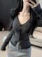 Pure Desire Style Lace Trim V-Neck Long-Sleeve Cardigan for Women, New Autumn Single-Breasted Sexy Slim-Fit Top