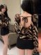 American-Style Spicy Girl Leopard Print Long-Sleeve T-Shirt for Women, New Autumn and Winter Slim-Fit Sexy Backless Tie-Up Base Shirt for Women Ins