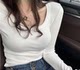 Threaded Cotton T-Shirt for Women, Long-Sleeved, Tight-Fitting, New Spring and Autumn Style, Solid Color, Low-Neck, Slim-Fitting, Chest-Enhancing, Inner Layering Shirt