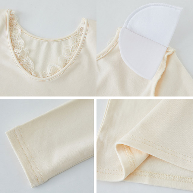 Spicy Girl Lace Patchwork V-Neck Melard Mocha Color Long-Sleeve T-Shirt for Women, New Winter Style with Fleece and Shoulder Pads, Base Layer Top for Women