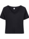 Casual V-Neck Black Short-Sleeved Women's T-Shirt Summer New K-Style Slim Fit High-Waisted Regular Shoulder Short Top Trendy