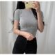 Spicy Girl Round Neck Modal Mask T-Shirt Women's Short-Sleeved Black Summer New Korean Style Slim High-Waisted Top Short Style