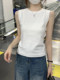 Commuting Versatile Round-Neck Sleeveless Outerwear Vest for Women, New Summer Korean Style Simple Gray Slim-Fit Camisole