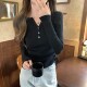 Irregular Ruched Long-Sleeve Knit Top for Petite Women, New Autumn Korean Style Slim-Fit Base Sweater for Women