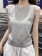 Versatile and Simple Gray Round-Neck Outerwear Vest for Women, New Summer Korean Style Basic Slim-Fit Sleeveless Vest
