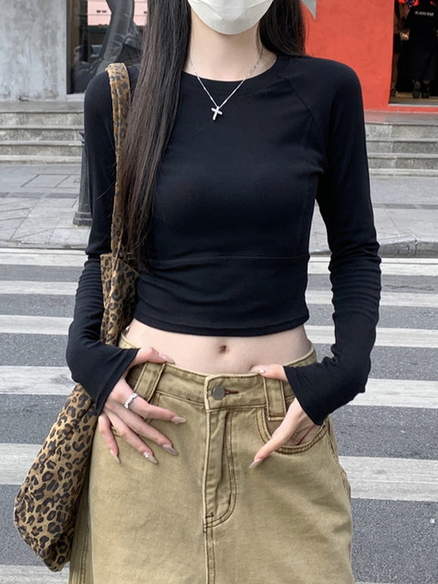 Casual Outdoor Fitness Yoga Wear T-Shirt for Women, Fishbone Slim Fit, New Spring Style, Versatile Round Neck Raglan Sleeve Short Top