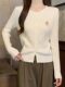Korean Style Age-Reducing Embroidered Cable Knit Cardigan for Women, 2025 Winter New Versatile Round Neck Single-Breasted Sweater Coat