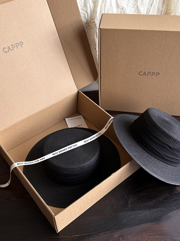 Cappp New Summer High-Temperature Shaping Retro Black Flat-Top Hat Flat-Brimmed Straw Hat Sun Hat Versatile Casual
