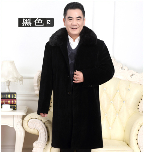 Áo gió nam trung niên và lớn hơn phần dài cộng với nhung dày bố cộng với size áo khoác nam mùa đông áo khoác len áo gió đi phượt