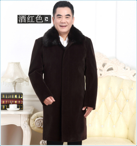 Áo gió nam trung niên và lớn hơn phần dài cộng với nhung dày bố cộng với size áo khoác nam mùa đông áo khoác len áo gió đi phượt