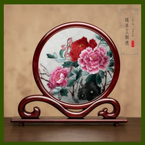 Suzhou embroidery ornaments double-sided hand-embroidered creative new Chinese-style decorative table screen desktop display business gifts for foreign guests