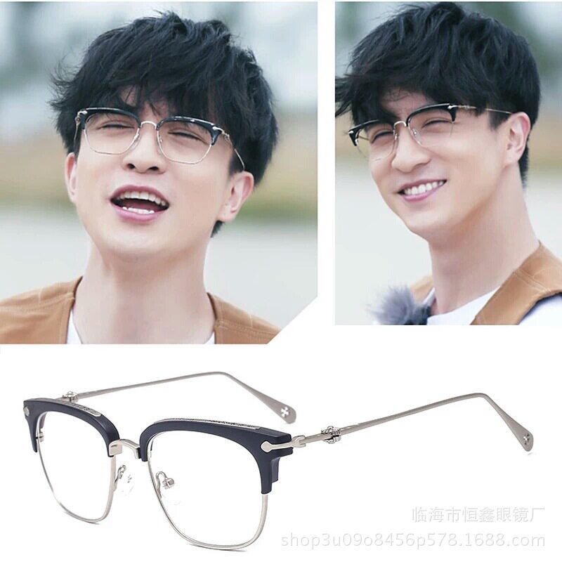 Xue's humbly-style spectacle frame fashion flat mirror male and female tide comeback ancient Korean version metal half-frame myopia glasses