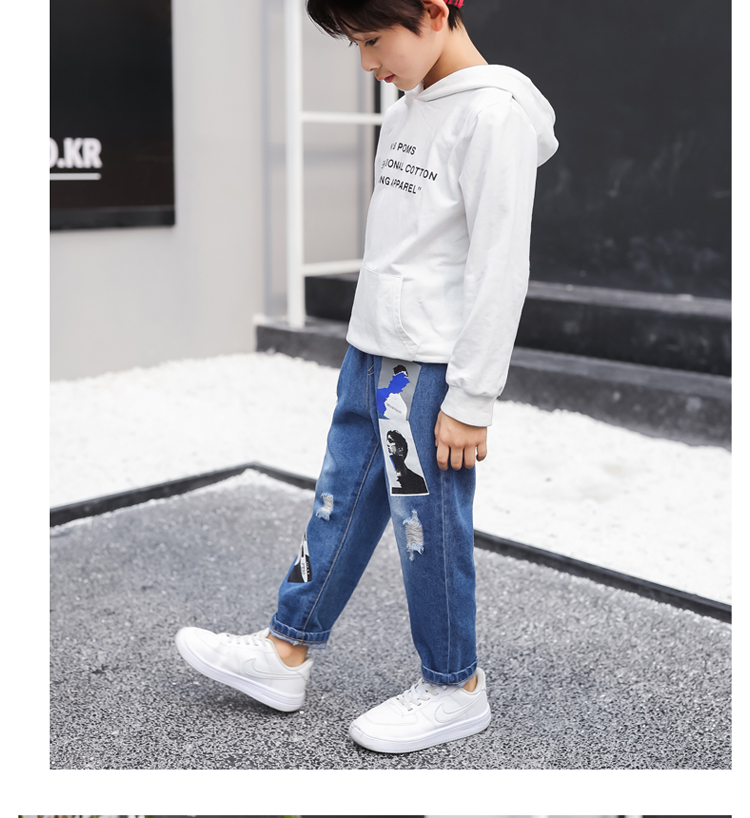 Boy cộng quần jean nhung trẻ em dày nam 2018 phiên bản Hàn Quốc mới của chàng trai thủy triều mùa đông trẻ em quần dài váy trẻ em