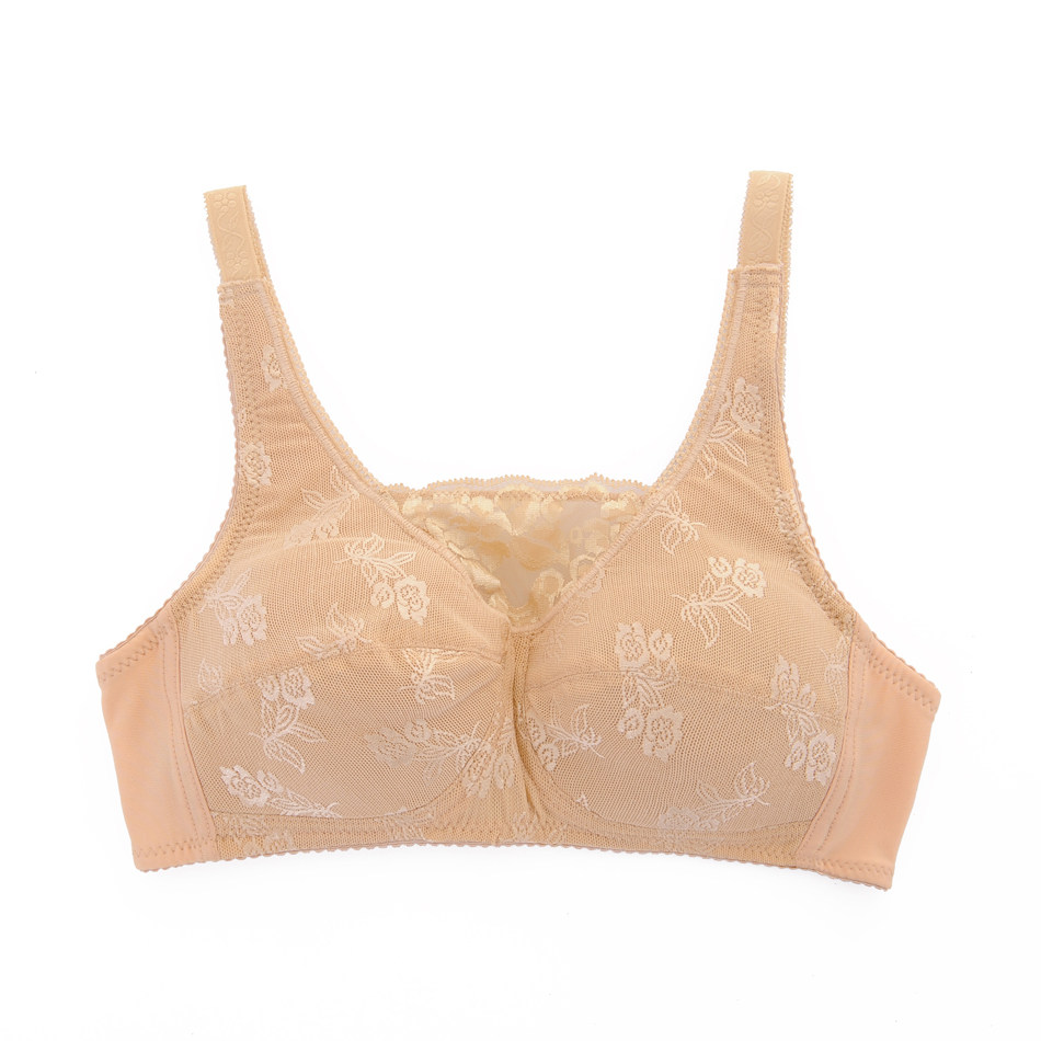 Special Breast Bra Thin bra Breast Underarm breathable No steel ring Breasted Cotton Bra Skin Color Black-Taobao