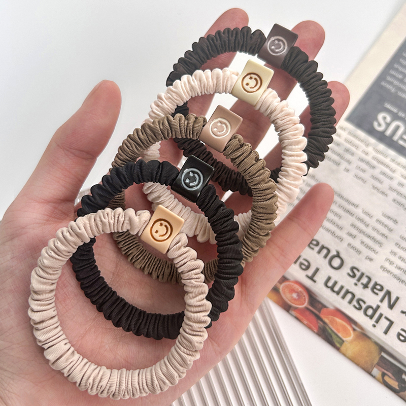 2025 New Cute Small Intestine Smiley Face Hair Tie Small Rubber Band Hair Ring for Women to Tie Hair High Ponytail Special Accessory
