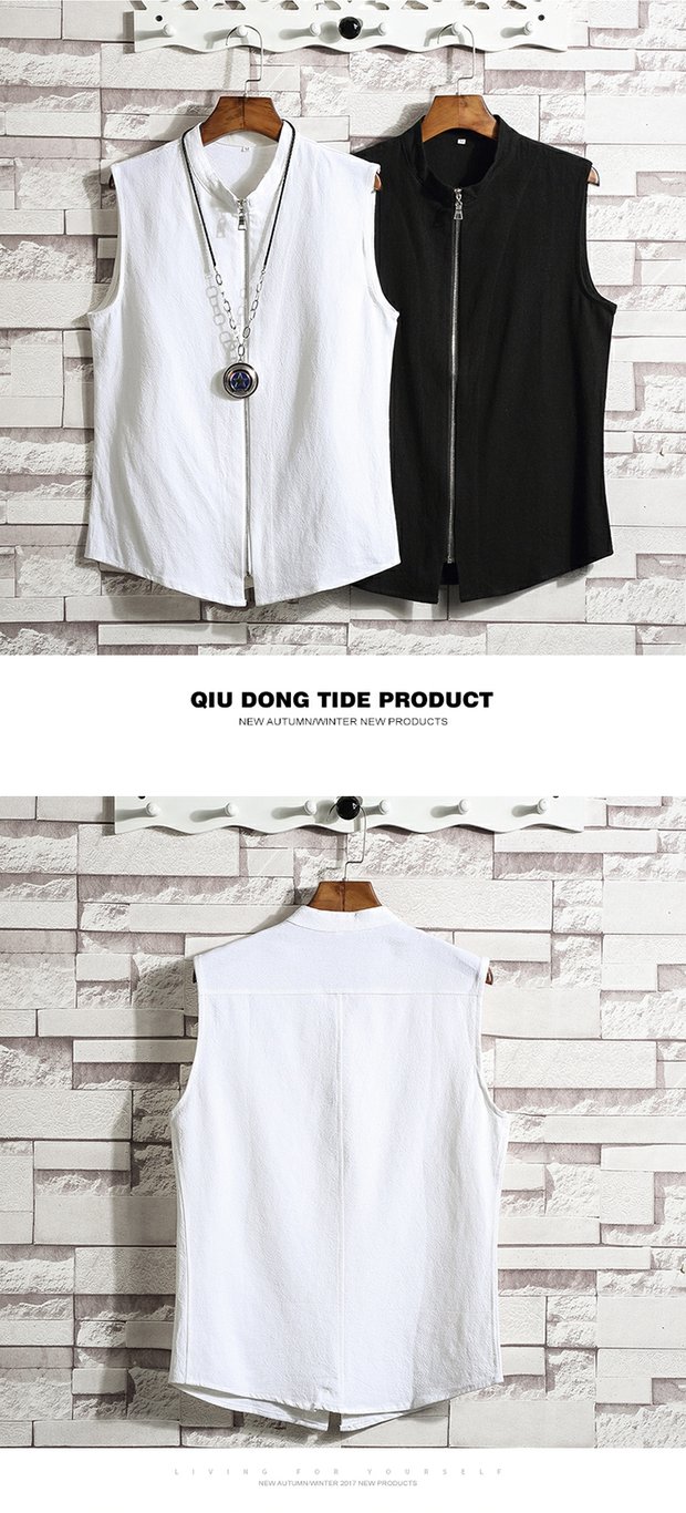 Quần lửng mùa hè mới đơn giản và sành điệu áo vest không tay Nam Cotton tay áo vest hàng đầu - Dệt kim Vest áo len nam hàn quốc