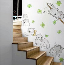 Wall stickers can be removed super cute cute little hamster stickers Corridor doors and windows wardrobe furniture decoration wallpaper Self-adhesive wallpaper