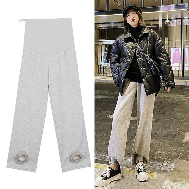 Pregnant women pants spring and autumn thin outside wear loose casual wide legs thin beam foot pants tide mother fashion belly trousers