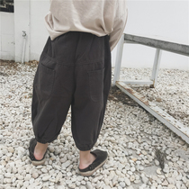 Boy 2021 new autumn bloomers women fat baby loose big pp wide leg pants small children Mori ankle-length pants