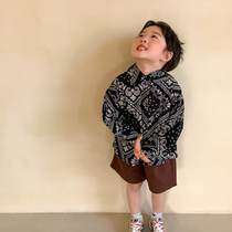 Boy 2021 new autumn cotton vintage floral shirt female baby Mori foreign style long sleeve shirt coat Han