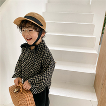 Muchenjia 21 boys new spring cotton vintage green shirt small child forest foreign style plaid shirt coat