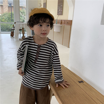 Muchen home 21 boys spring clothes New Wave dot long sleeve T-shirt small childrens forest line foreign style round neck top base shirt