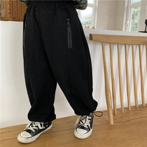 Muchenjia 21 boys spring clothes new cotton knitted sports pants small children tide version elastic wide leg casual pants