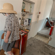 Boy 21 summer new summer Summer chiffon floral short sleeve shirt small child Mori retro half sleeve t-shirt shirt top