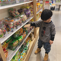 Boy 21 new autumn fake two T-shirt baby cotton striped long sleeve base shirt small children tide version sweater