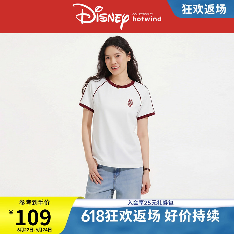 [Disney Series] Hotwind 2026 Summer New Women's Mickey Print Short-Sleeve T-Shirt Aprui Style t