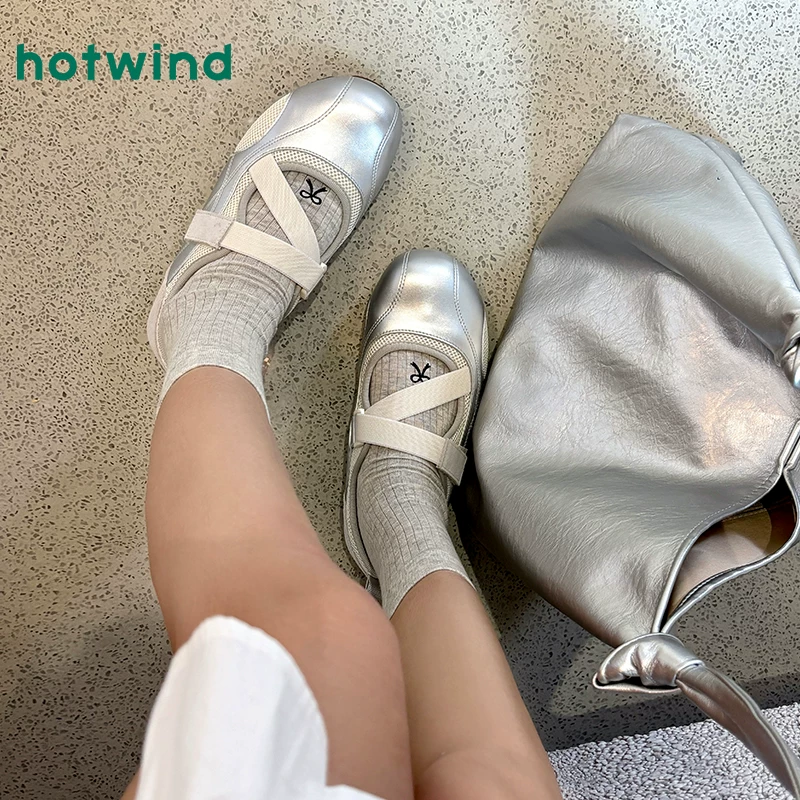 Хот Wind Sports Mary Jane Shoes для женщин 2026 лето Новые туфли балетного стиля с тонкой подошвой, универсальная повседневная обувь