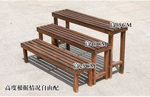 Anti-corrosion wood step steps Outdoor balcony bench carbonized wood flower pot flower frame Courtyard solid wood bench