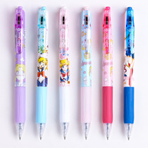 Japanese beautiful girl warrior gel pen 0 5 push pen ins students use cartoon animation ballpoint pen Xianqi water pen