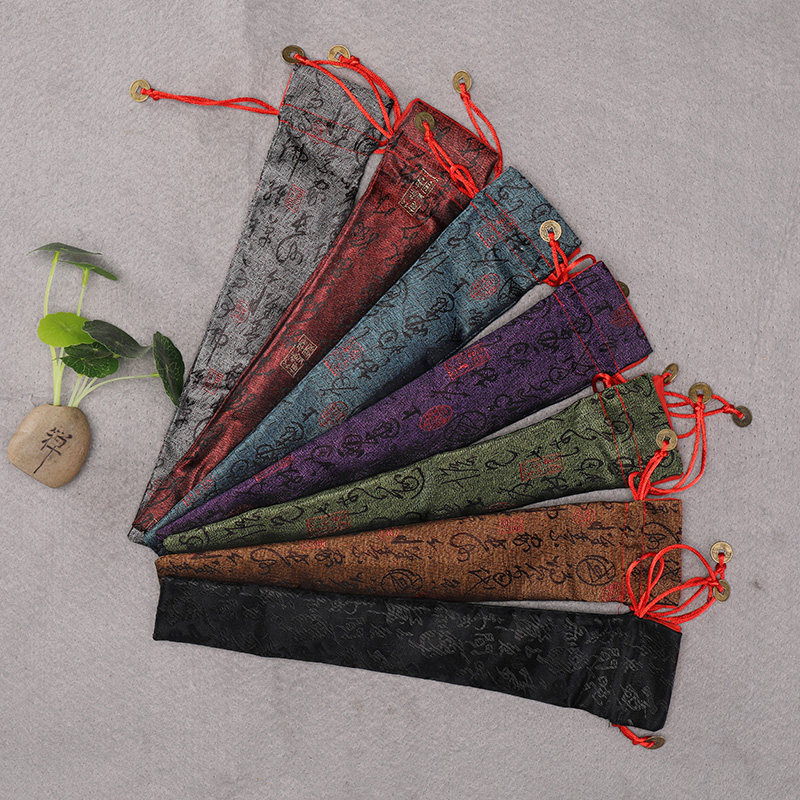 Fan sleeve fan bag brocade men's Lady ancient style handmade beaded embroidered fan bag 8 inch 10 inch silk cloth bag Bianlong