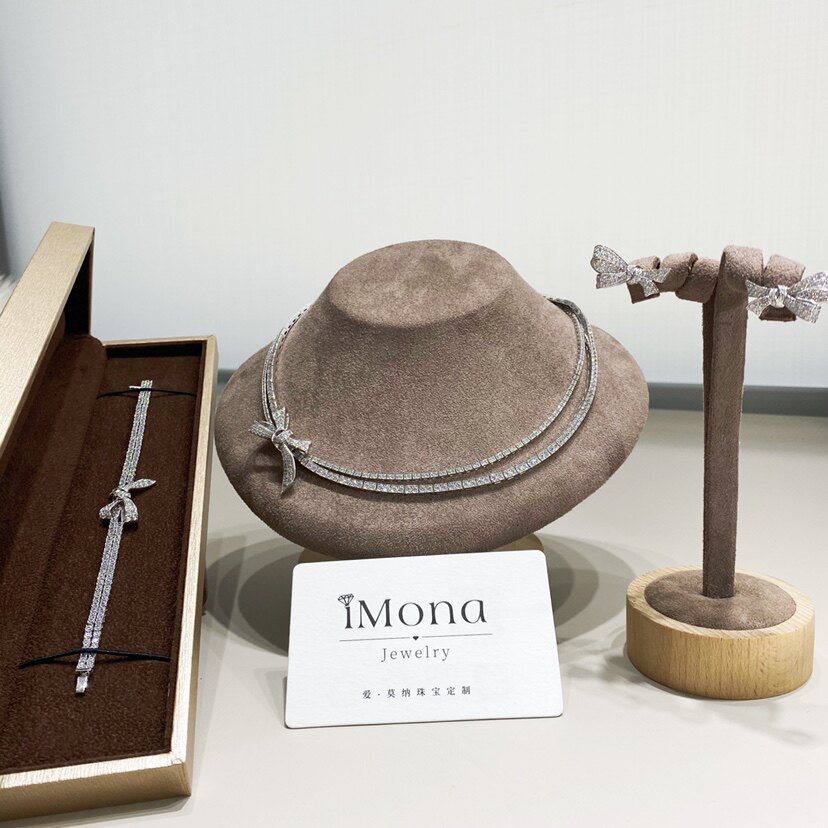 Artificial Diamond Butterfly Knot Hand-made 18K Gold Customized Breeding Color Jewel Crown Ring Sunflower Necklace