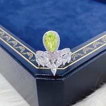 Artificial Green Diamond Ring 18K Gold Custom Synthetic Color Diamond Bracelet Pendant Gold Necklace Gem Shaffley Earrings