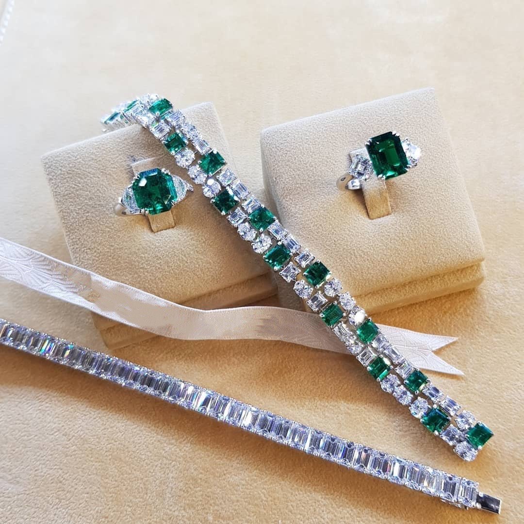 Colombian Muzzo Breeding Ancestral Mother Green Ring 18K Gold Artificial Color Jewel Naked Stone Necklace Hand-made Jewelry Custom