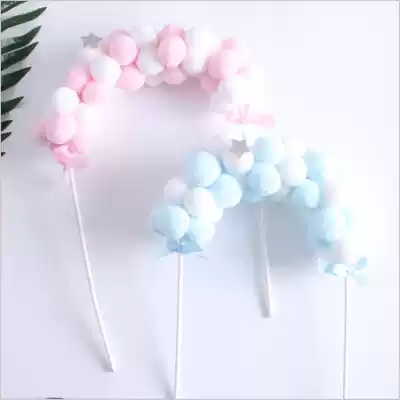 Net red hair ball arch cake insert birthday cake flag cake decoration decoration