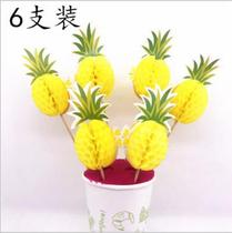 Baking cake decoration flag planting 3D three-dimensional shining bright Flamingo cake plug-in birthday plug-in 6 sets