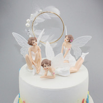 Birthday cake decoration fairy ornaments 3 sets of Elf Girl Wings baking pastry dessert setting scene