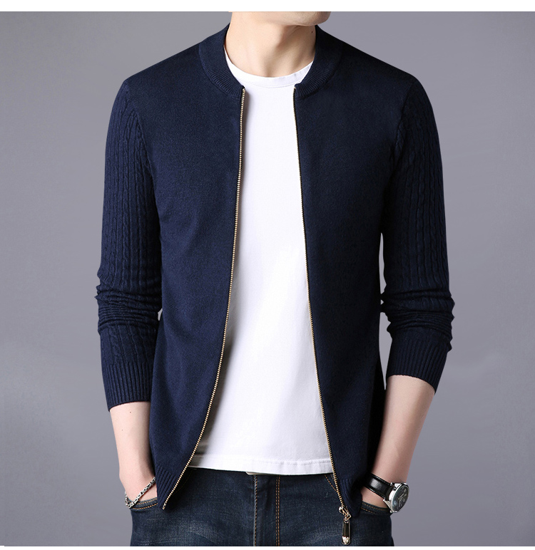 New knit cardigan nam thanh niên mùa xuân và mùa thu Hàn Quốc phiên bản của dây kéo áo len bên ngoài dòng áo Slim mỏng đẹp trai nam áo khoác