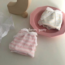 Strawberry party Japanese pure cotton panties Striped mid-low waist cute girl panties sweet and breathable