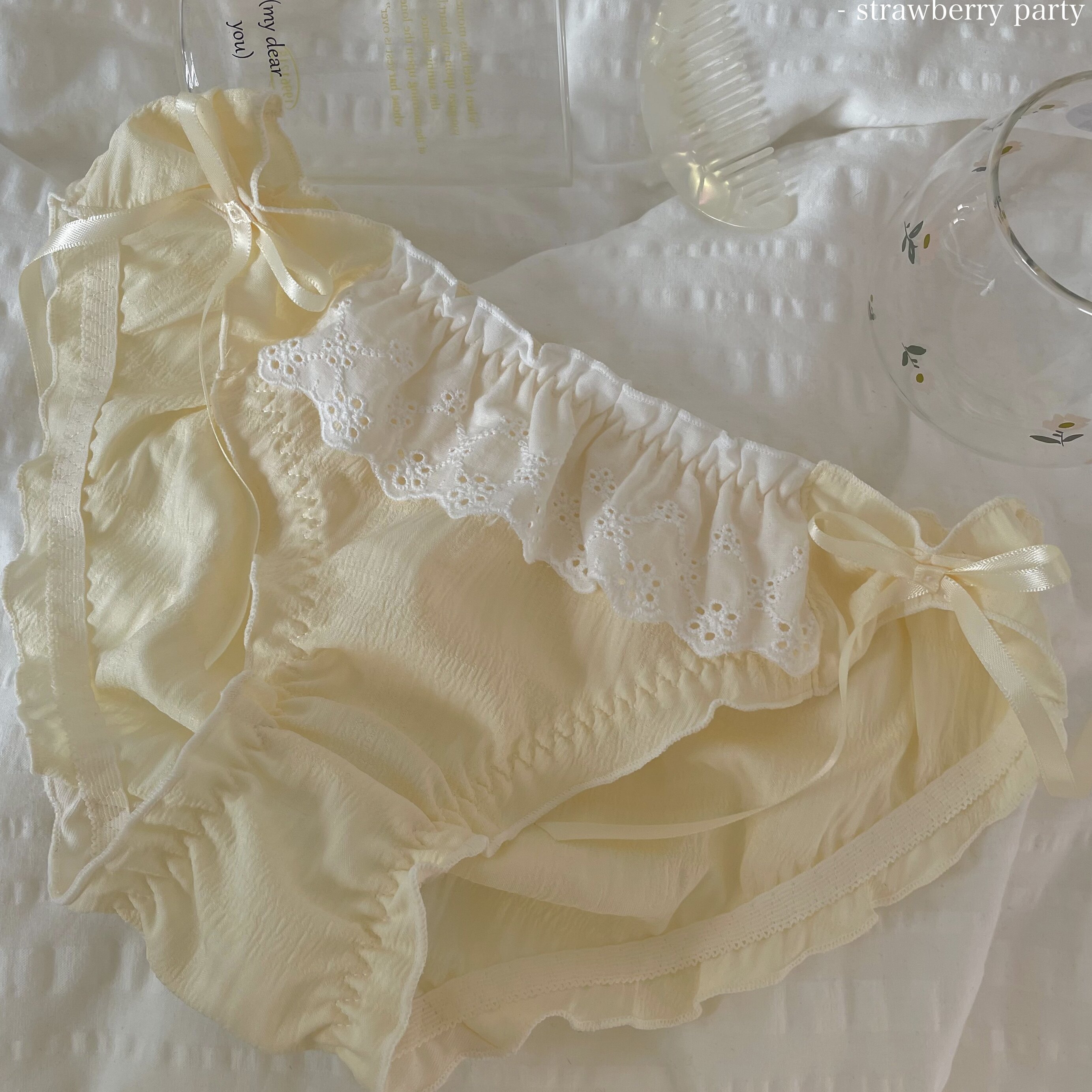 Bubble Little Mary ~ Autumn Winter New Day Department Adorable Agaric Side High Face Value Pure Desire Underwear Female Pure Cotton Inner Gear ~ Raw