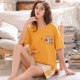 Bộ đồ ngủ nữ cotton tinh khiết quần short ngắn tay mùa hè Hàn Quốc dễ thương sinh viên hoạt hình dễ thương mỏng dứa dịch vụ nhà hai mảnh bộ đồ - Bộ Pajama