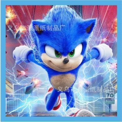 New Sonic 2 Sonic Boy Birthday Party Tableware Flag Tablecloth Plate Paper Cup Set Decoration