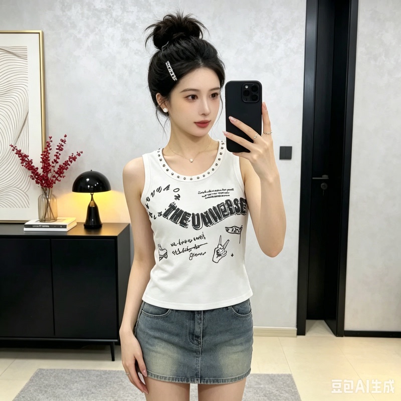 2026 Summer New Niche Designer Style Heavy Beading Hot Girl Top Vest T-Shirt for Women 2026 Summer New Niche Designer Style Heavy Beading Hot Girl Top Vest T-Shirt for Women