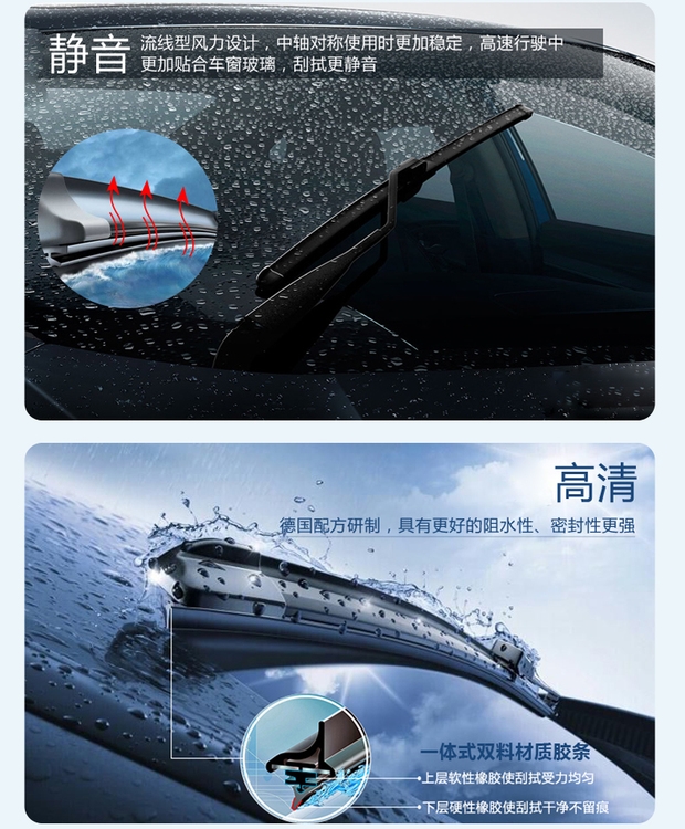 Áp dụng cho biểu tượng lưỡi gạt nước không xương đặc biệt của Peugeot 2008 cần gạt nước silicon