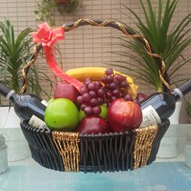 Supermarket fruit basket Portable fruit basket Woven basket Rattan storage basket Fruit packaging basket Gift basket