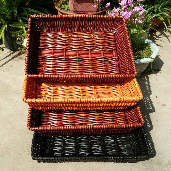 Rattan fruit basket woven storage basket bread basket desktop storage basket supermarket display storage basket sundries basket