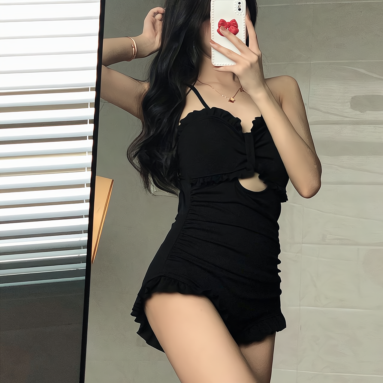 Swimsuit female summer 2022 new Korean sling with fairy slim cover belly conservative large size hot spring swimsuit